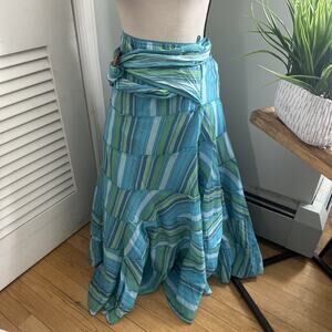 Midnight Velvet Skirt Womens Large Blue Maxi Retro Indie Bohemian Festival Chic